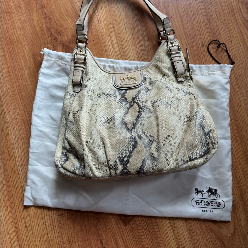 Coach Limited Edition Madison Maggie Snake Print Shoulder Bag with Wallet